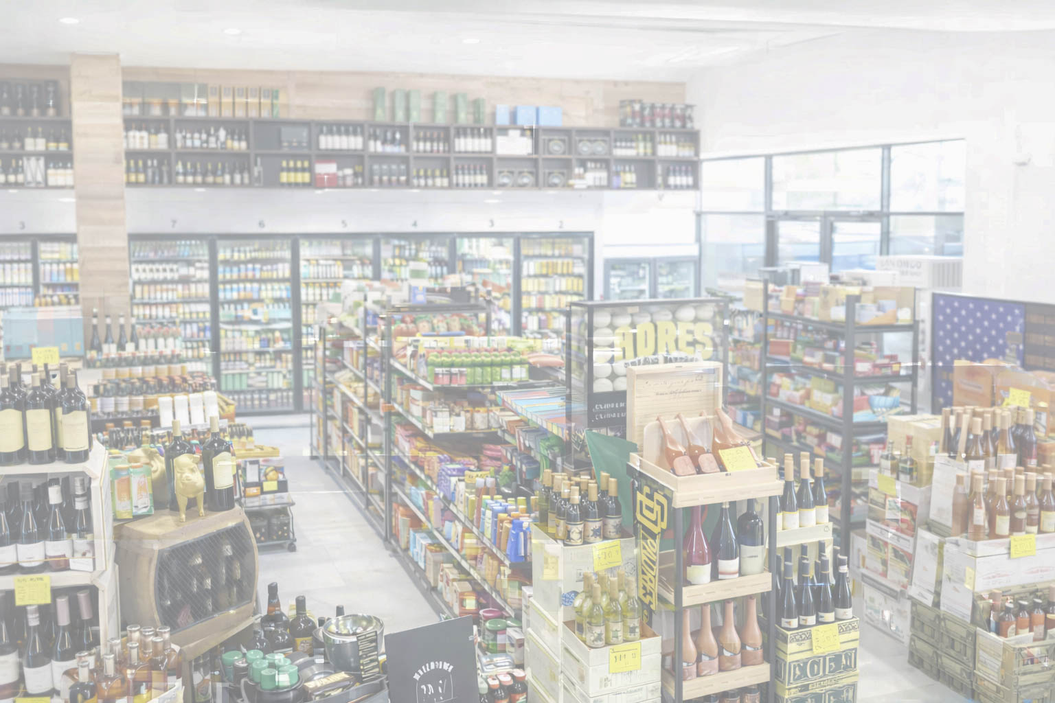 View of a well-stocked grocery store interior